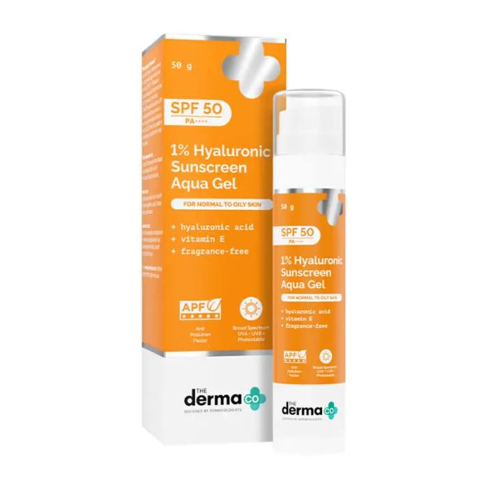 The Derma Co 1% Hyaluronic Sunscreen Spf 50 Pa+++ Aqua Gel